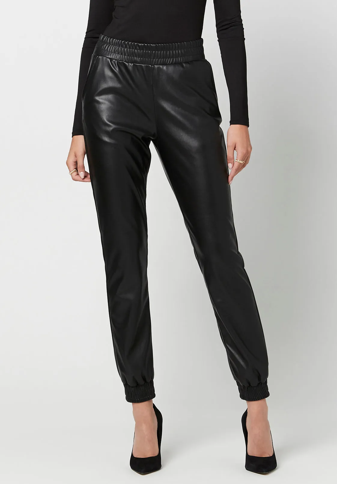 Faux Leather Tara Joggers - KB0551F sold by Buffalo David Bitton