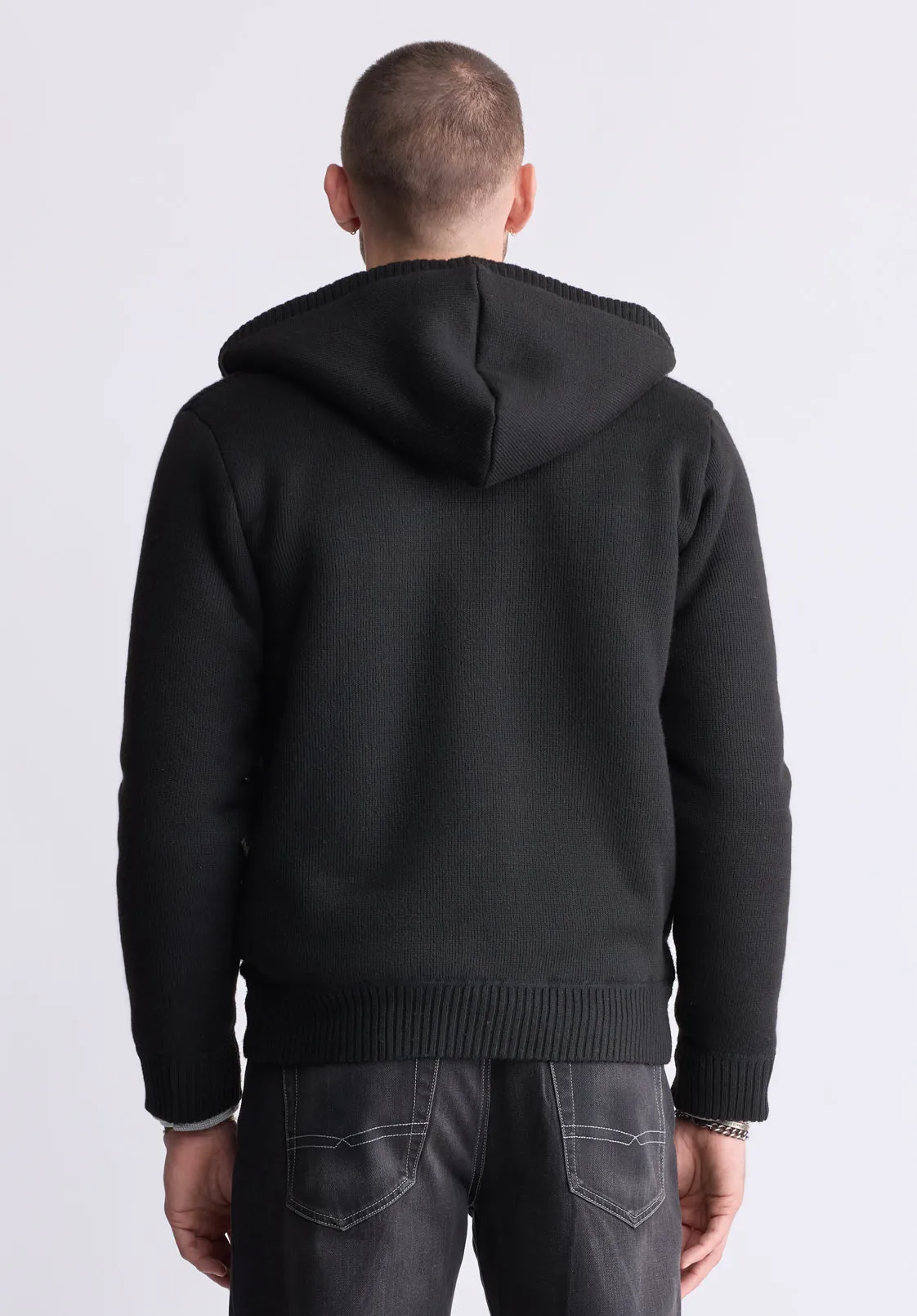 Walmick Men's Full-Zip Knit Hoodie with Sherpa Lining, Black - BM24477 sold by Buffalo David Bitton product image thumbnail 4