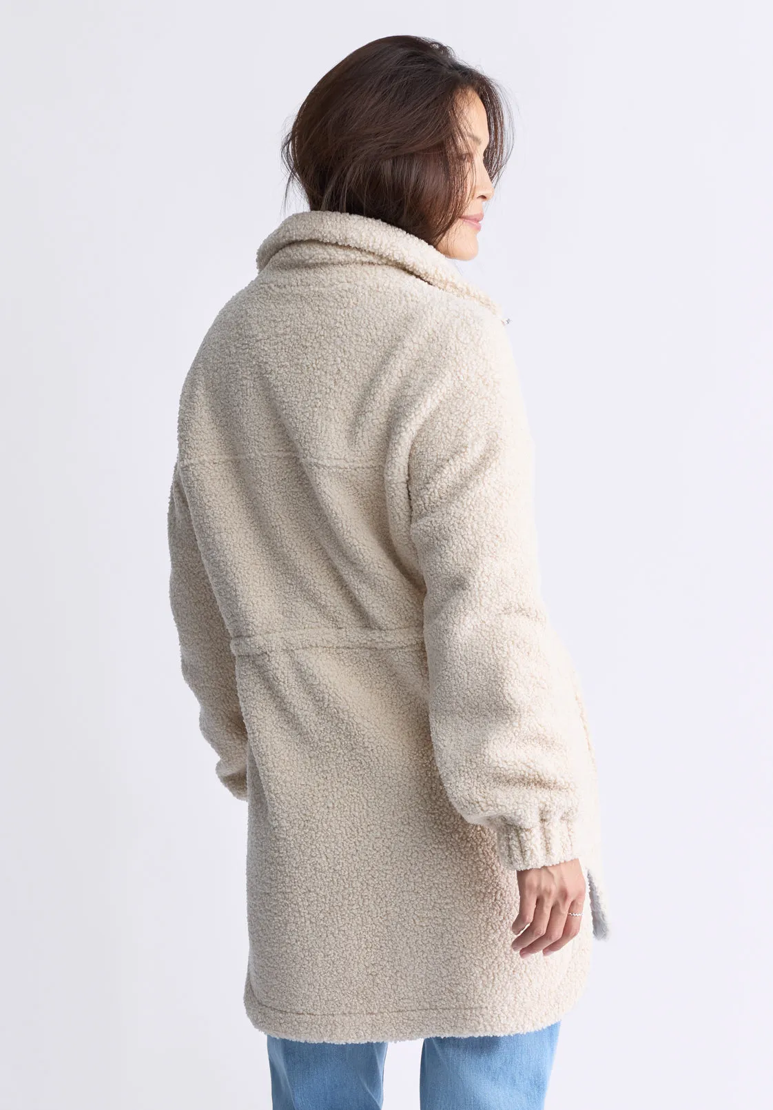 Citra Women's Cinch-Waist Full-Zip Sherpa Coat, Oatmeal - JK0038F sold by Buffalo David Bitton product image thumbnail 4