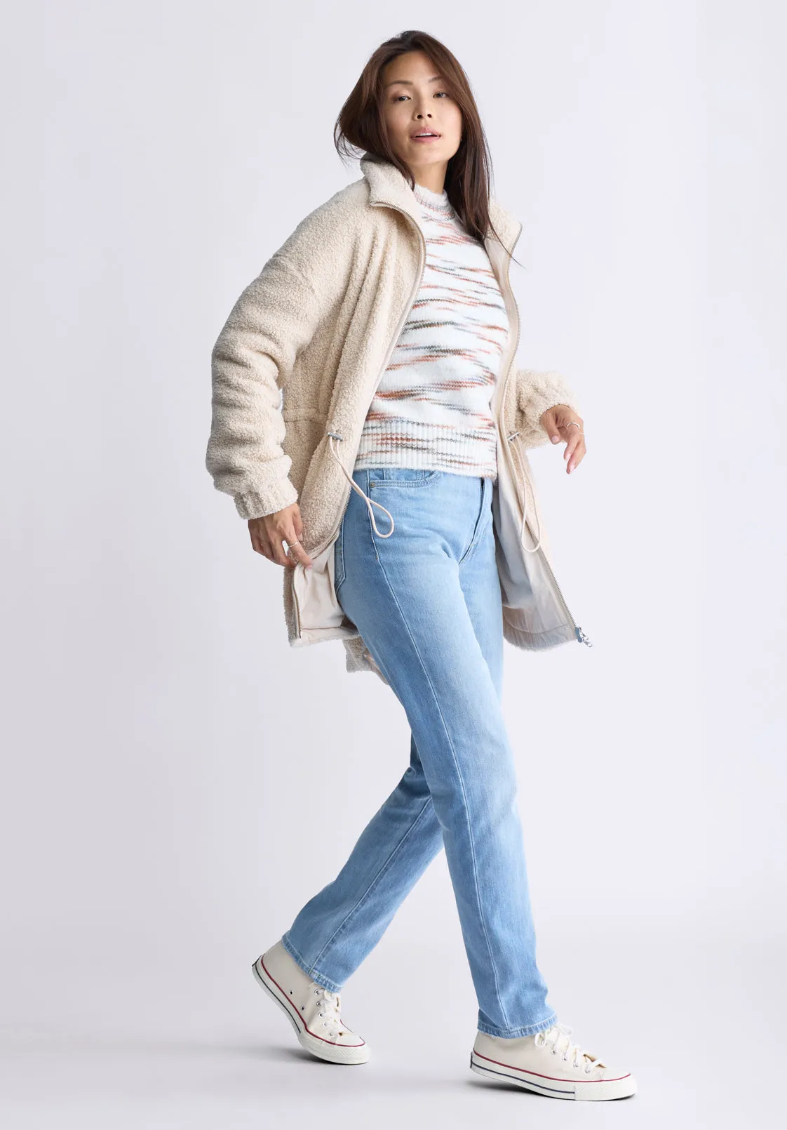 Citra Women's Cinch-Waist Full-Zip Sherpa Coat, Oatmeal - JK0038F sold by Buffalo David Bitton product image thumbnail 5