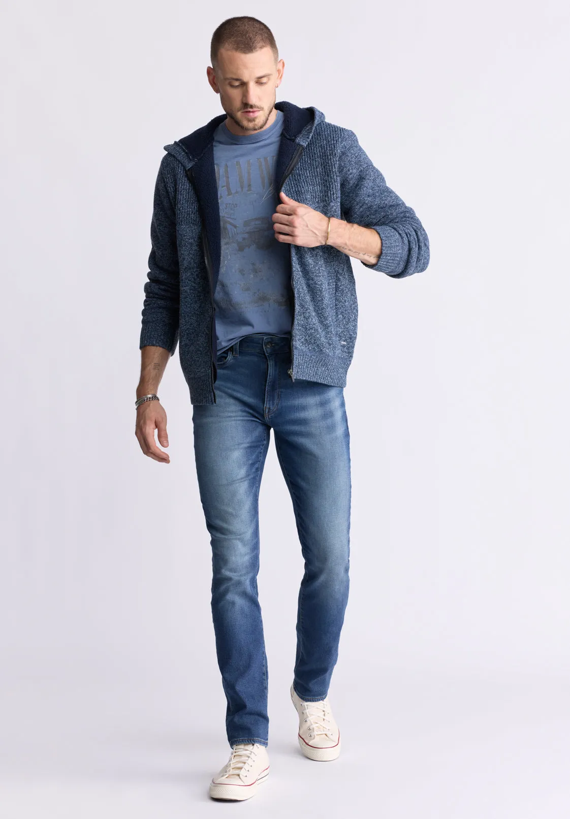 Walmick Men's Full-Zip Knit Hoodie with Sherpa Lining, Mirage Blue - BM24477 sold by Buffalo David Bitton product image thumbnail 5