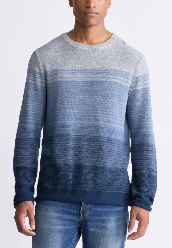 Waldy Men's Gradient Striped Knit Pullover, Mirage Blue - BM24419 sold by Buffalo David Bitton