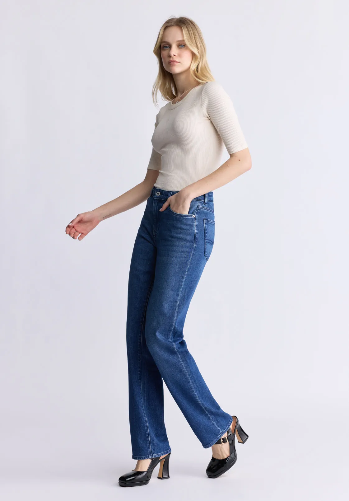 Mary Women's Mid Rise Straight Jeans, Indigo Contrast - BL15988 sold by Buffalo David Bitton product image thumbnail 5
