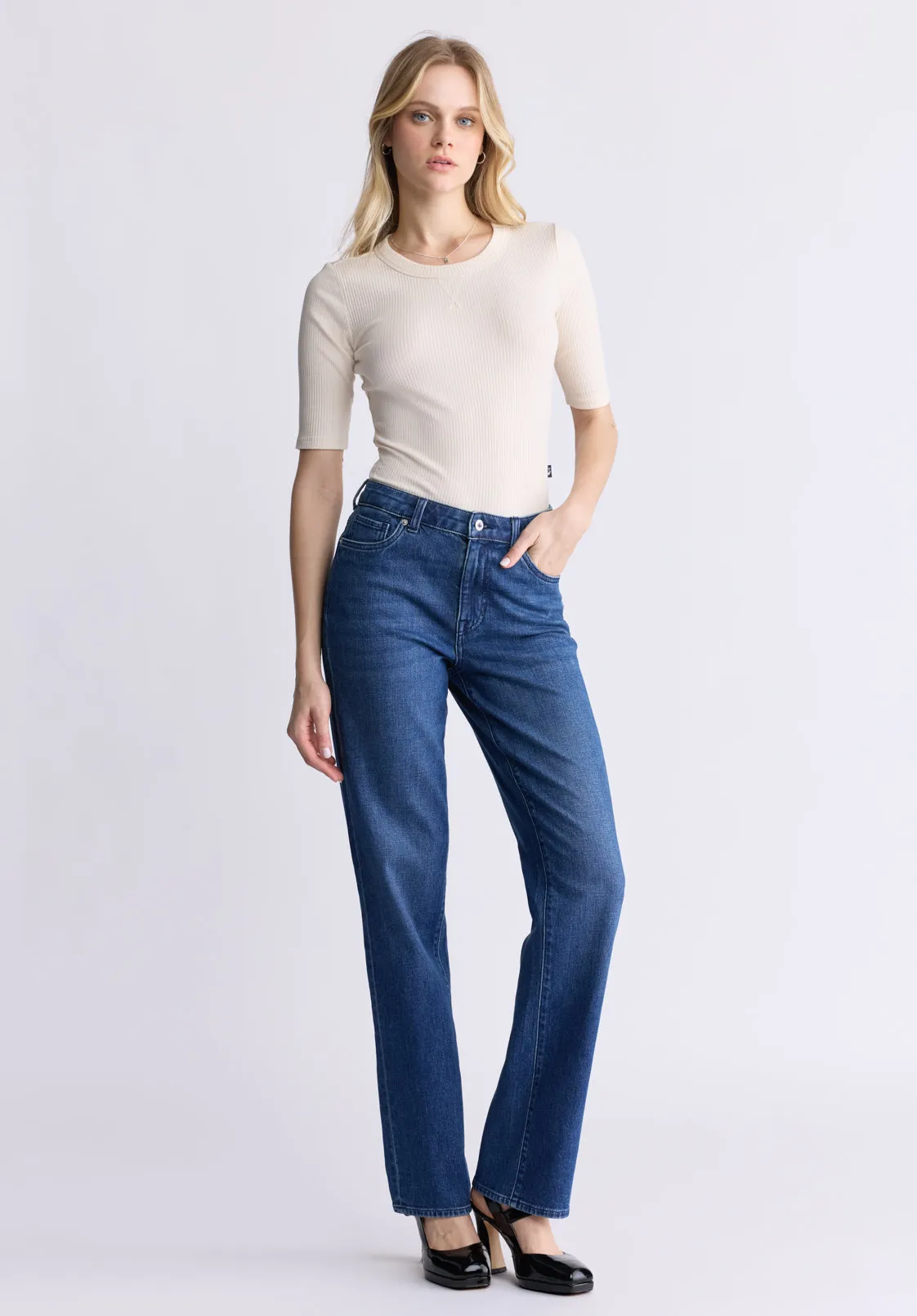 Mary Women's Mid Rise Straight Jeans, Indigo Contrast - BL15988 sold by Buffalo David Bitton product image thumbnail 4