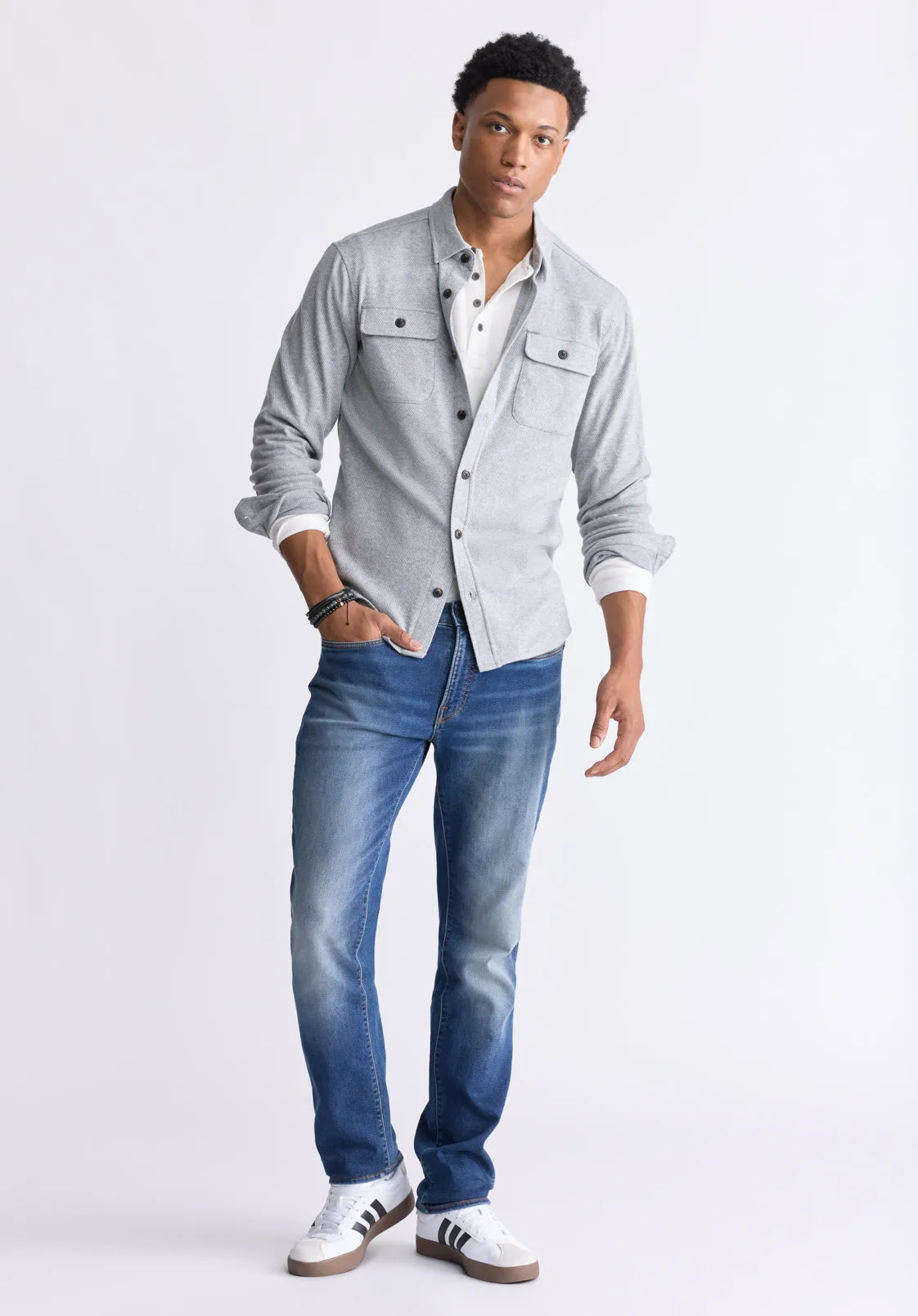 Sigge Men's Long-Sleeve Blanket Shirt with Chest Pockets, Light Grey - BM24460 sold by Buffalo David Bitton product image thumbnail 5