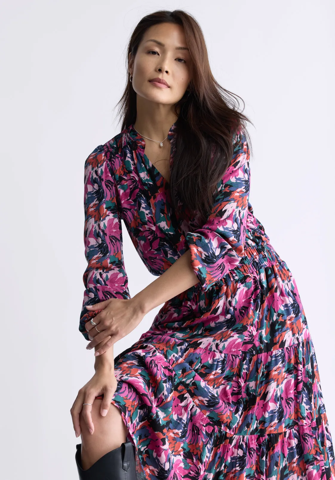 Karrigan Women's Long-Sleeve Midi Dress, Pink Floral - WD0059F sold by Buffalo David Bitton product image thumbnail 5