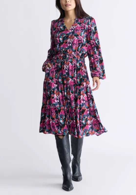 Karrigan Women's Long-Sleeve Midi Dress, Pink Floral - WD0059F sold by Buffalo David Bitton