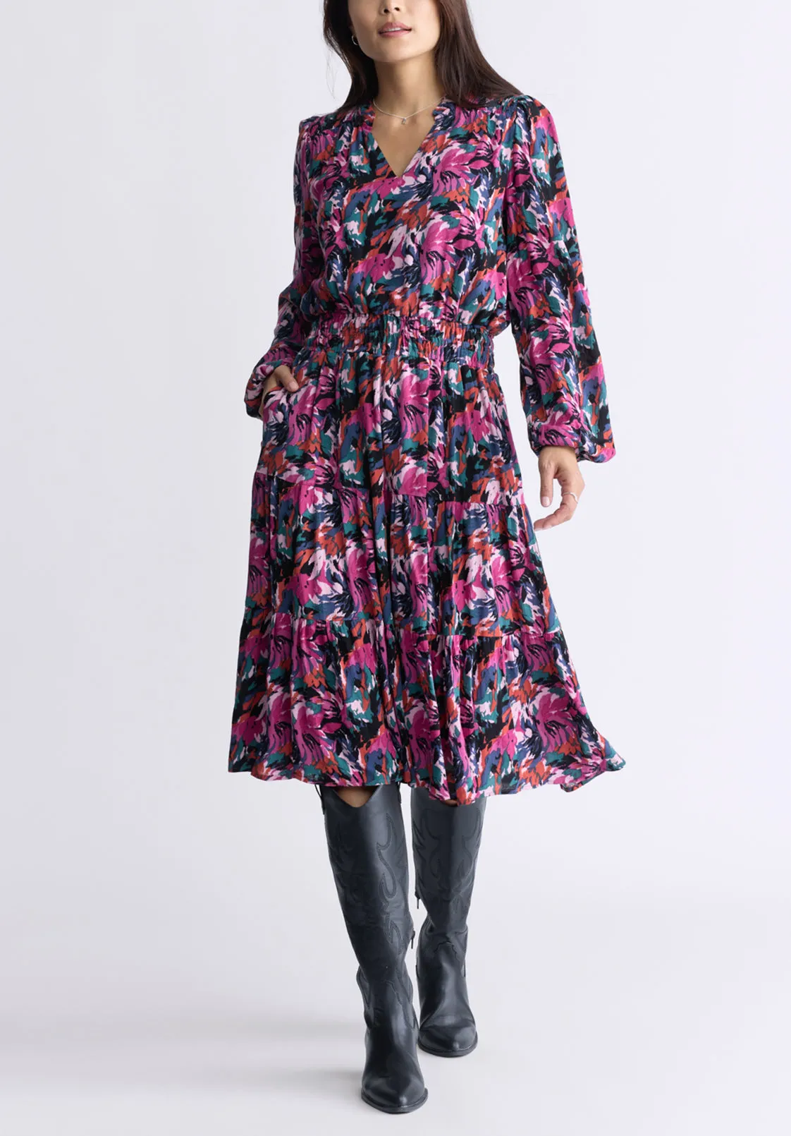 Karrigan Women's Long-Sleeve Midi Dress, Pink Floral - WD0059F sold by Buffalo David Bitton