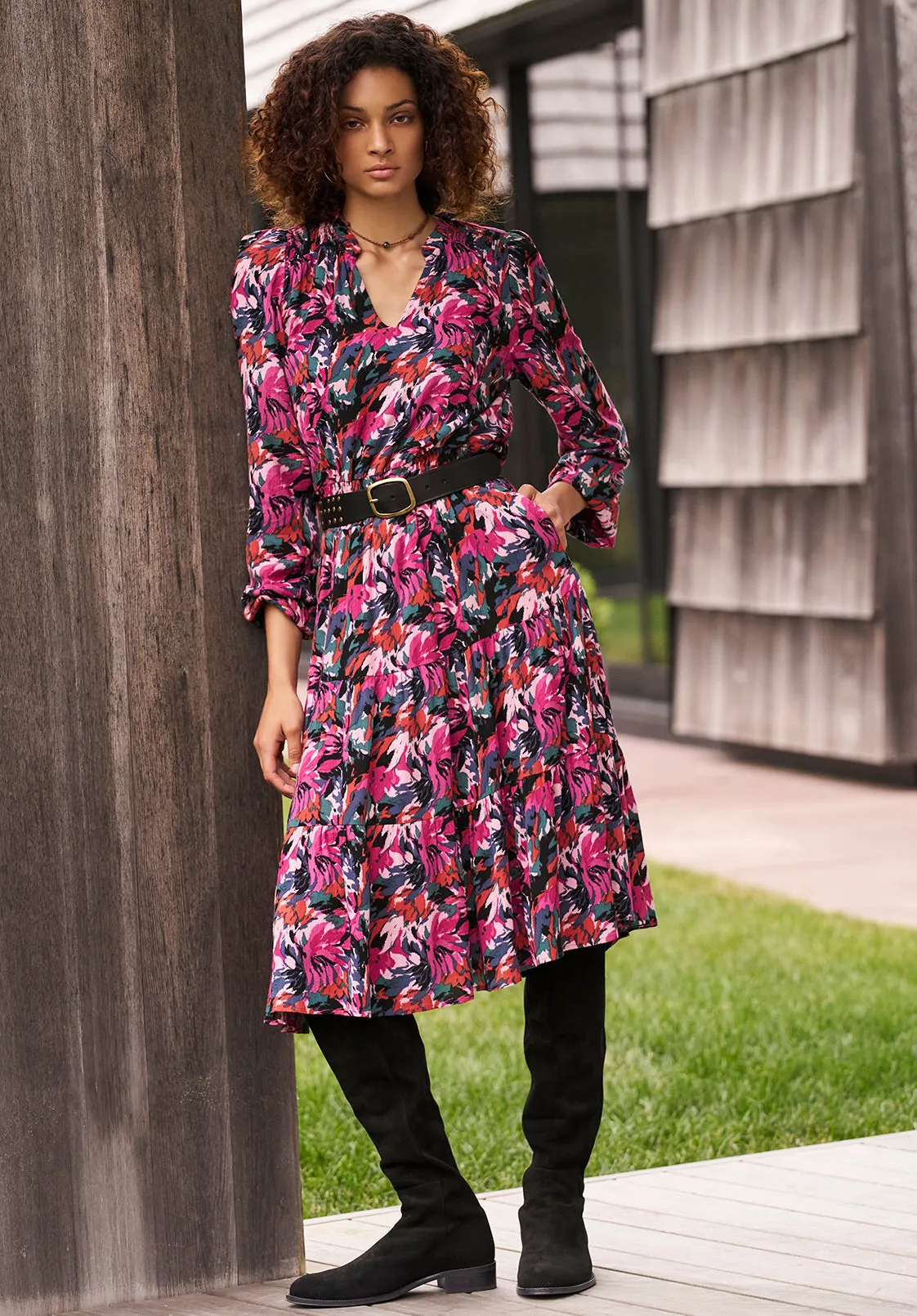 Karrigan Women's Long-Sleeve Midi Dress, Pink Floral - WD0059F sold by Buffalo David Bitton product image thumbnail 2