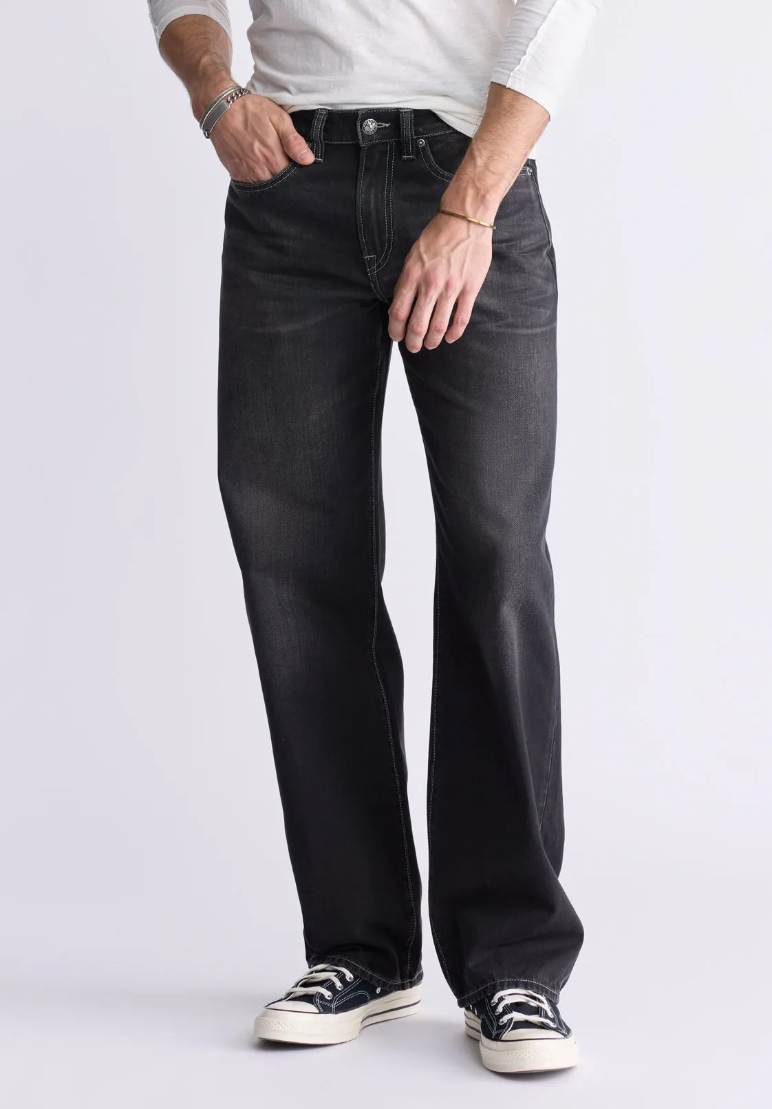 Loose Fit Matt Men's Jeans, Vintage Sanded Black - BM26007 sold by Buffalo David Bitton