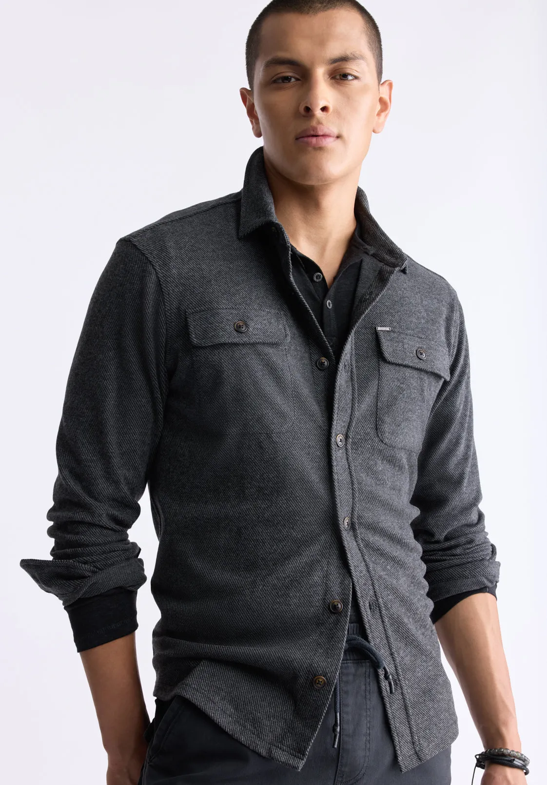 Sigge Men's Blanket Shirt with Chest Pockets, Charcoal - BM24460 sold by Buffalo David Bitton product image thumbnail 2