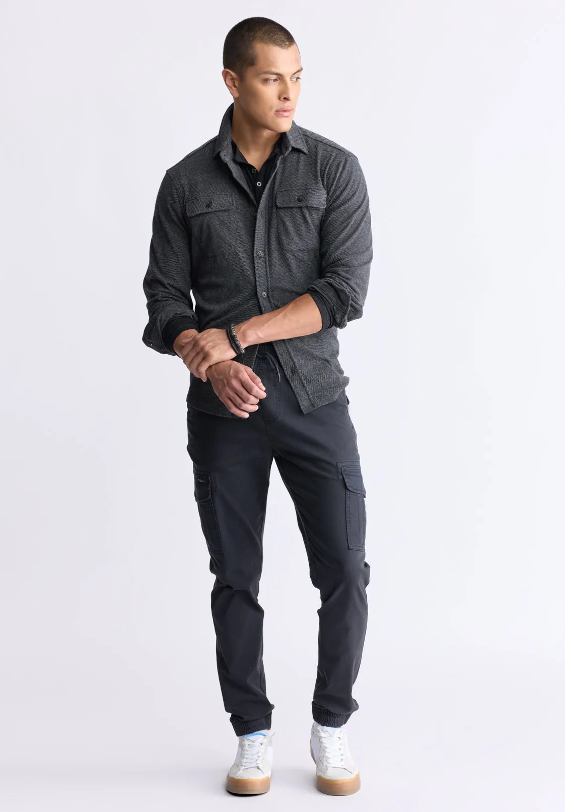 Sigge Men's Blanket Shirt with Chest Pockets, Charcoal - BM24460 sold by Buffalo David Bitton product image thumbnail 5