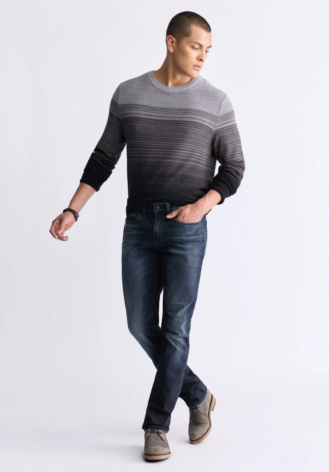 Waldy Men's Gradient Striped Knit Pullover, Charcoal - BM24419 sold by Buffalo David Bitton product image thumbnail 4