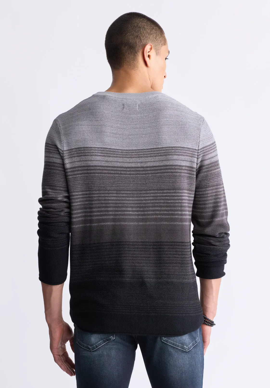 Waldy Men's Gradient Striped Knit Pullover, Charcoal - BM24419 sold by Buffalo David Bitton product image thumbnail 5