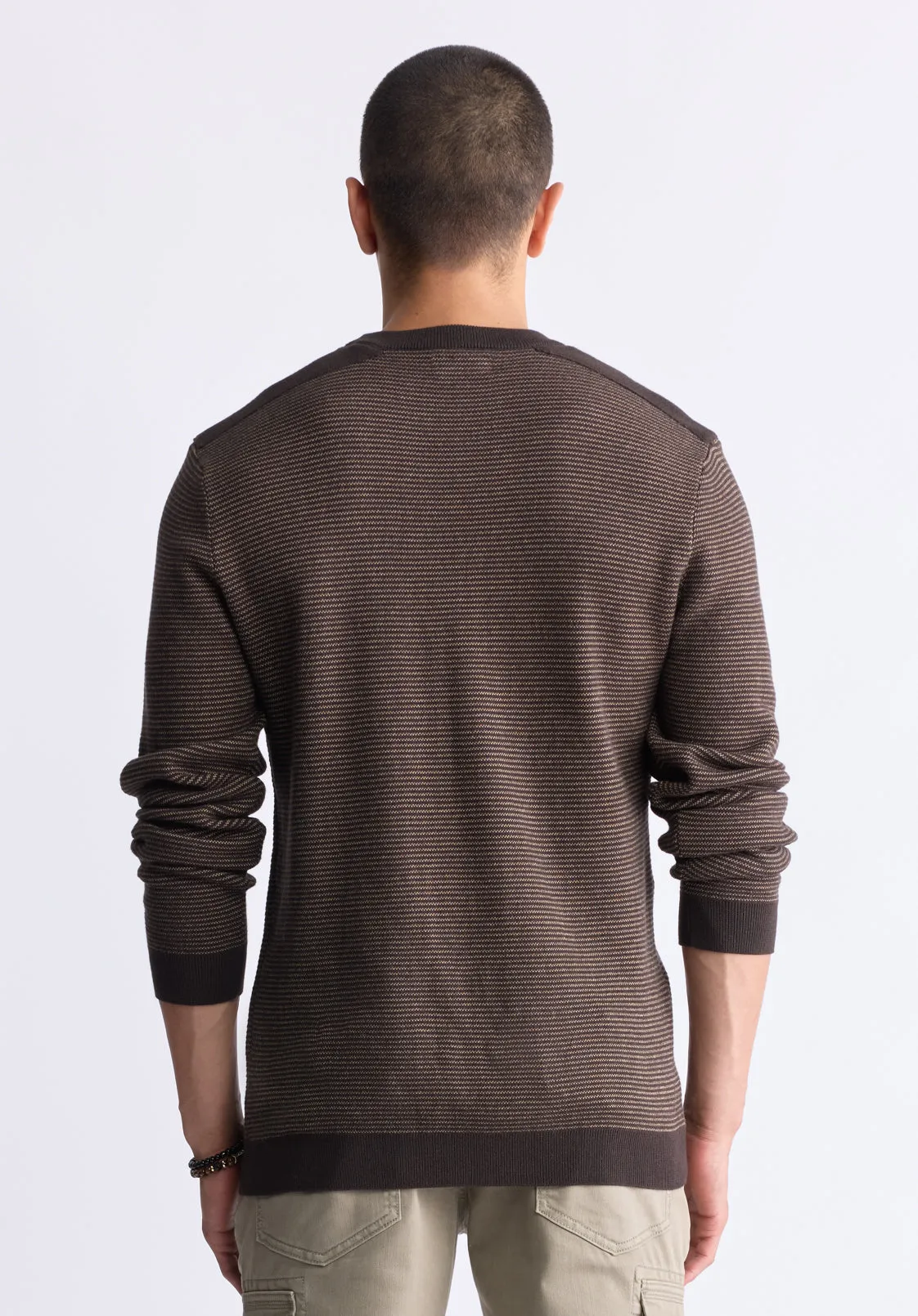 William Men's Striped Knit Pullover, Chocolate - BM24420 sold by Buffalo David Bitton product image thumbnail 5