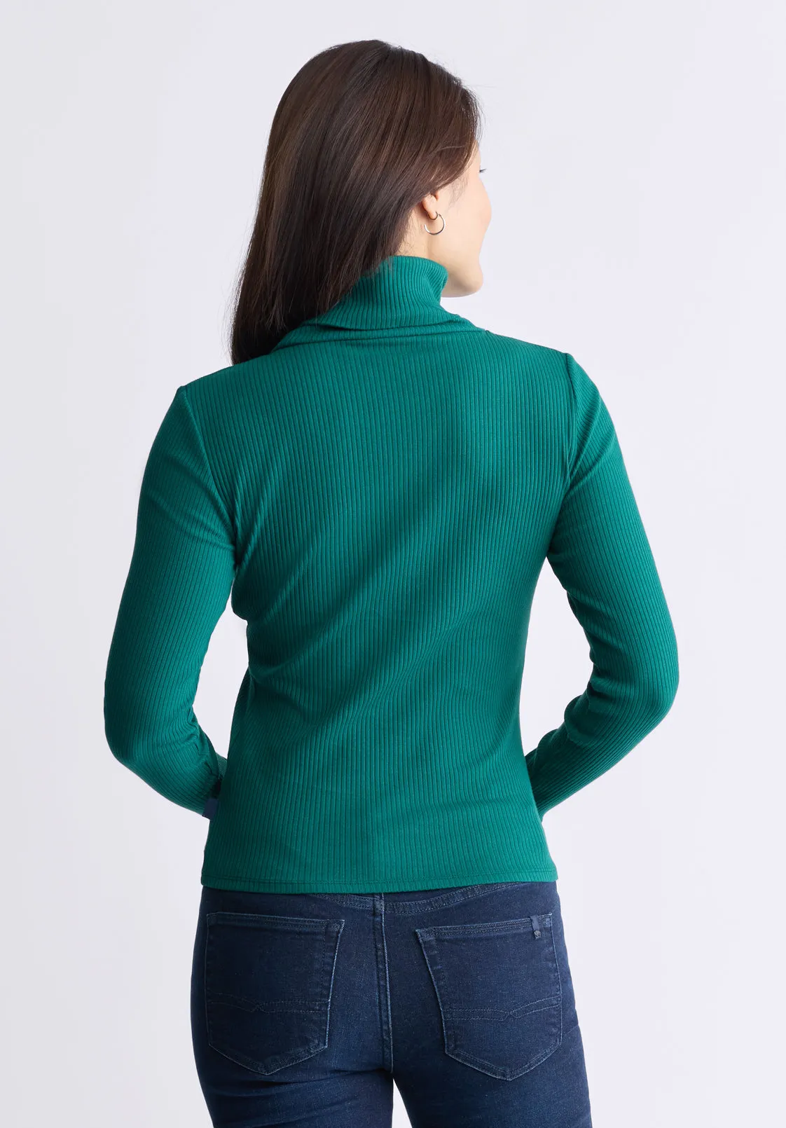 Mavra Women's Long-Sleeve Turtleneck Top, Forest Green - KT0164F sold by Buffalo David Bitton product image thumbnail 4