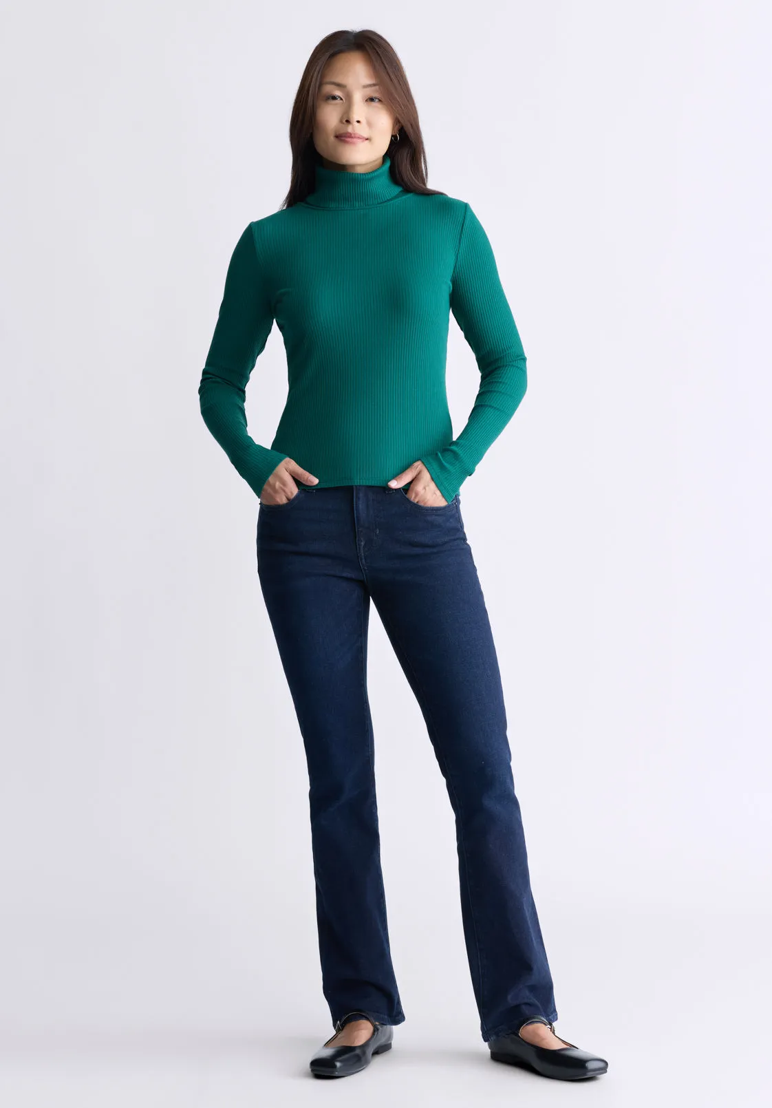 Mavra Women's Long-Sleeve Turtleneck Top, Forest Green - KT0164F sold by Buffalo David Bitton product image thumbnail 5