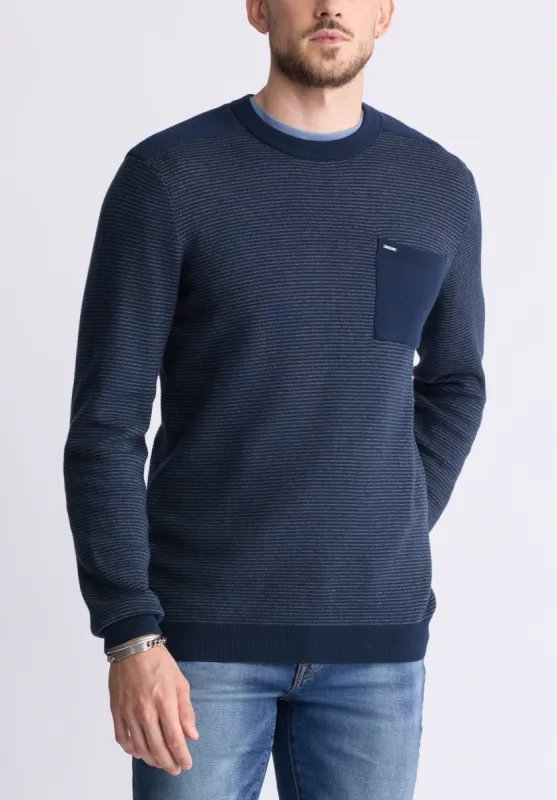William Men's Striped Knit Pullover, Midnight Blue - BM24420 sold by Buffalo David Bitton