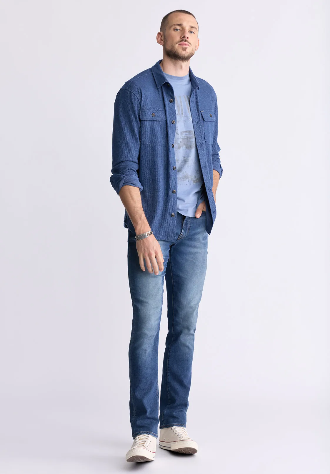 Sigge Men's Long-Sleeve Blanket Shirt with Chest Pockets, Mirage Blue - BM24460 sold by Buffalo David Bitton product image thumbnail 5