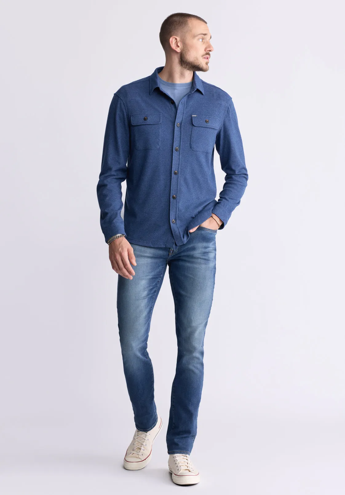 Sigge Men's Long-Sleeve Blanket Shirt with Chest Pockets, Mirage Blue - BM24460 sold by Buffalo David Bitton product image thumbnail 4