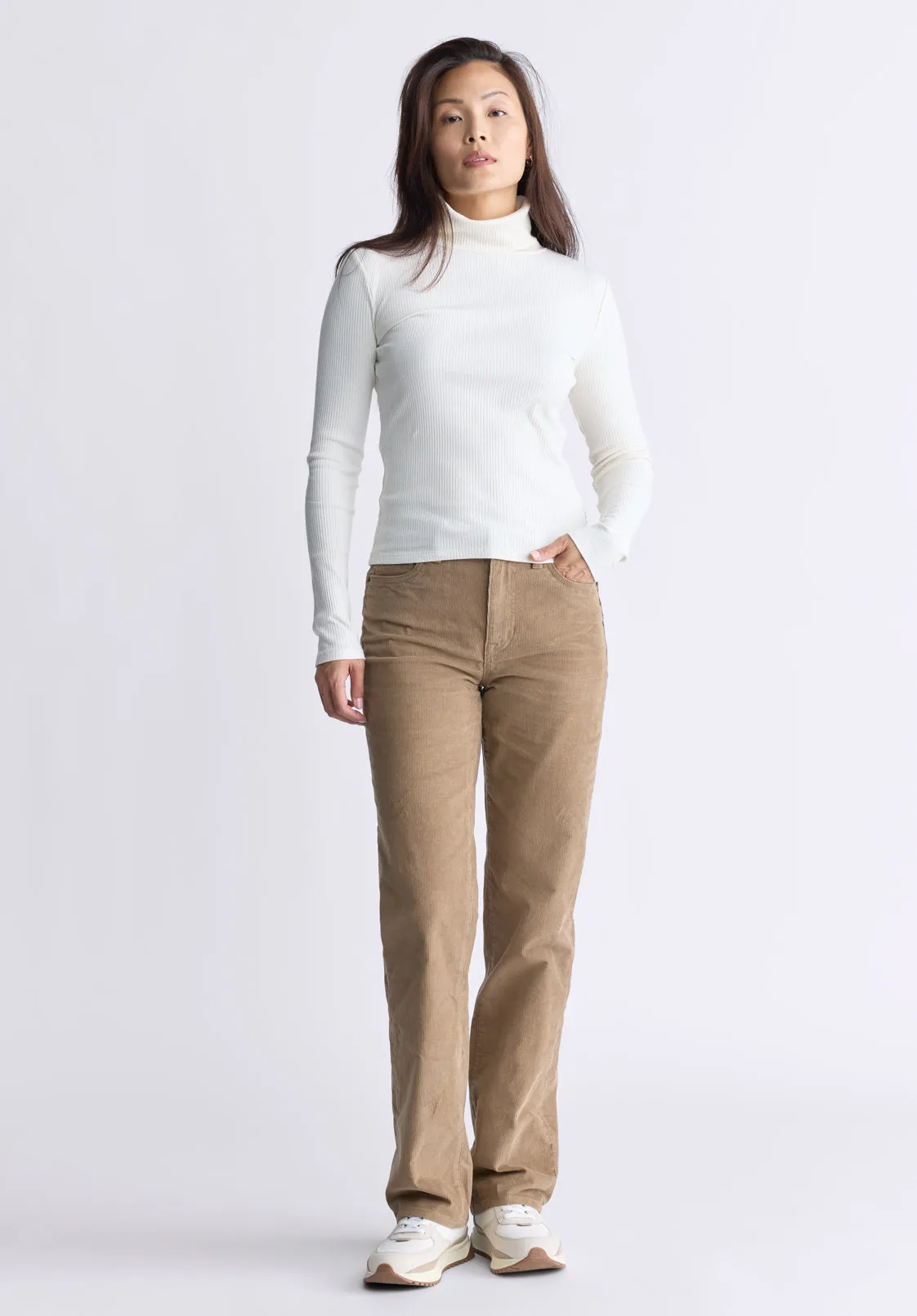 Mavra Women's Ribbed Turtleneck Top, Egret White - KT0164F sold by Buffalo David Bitton product image thumbnail 5