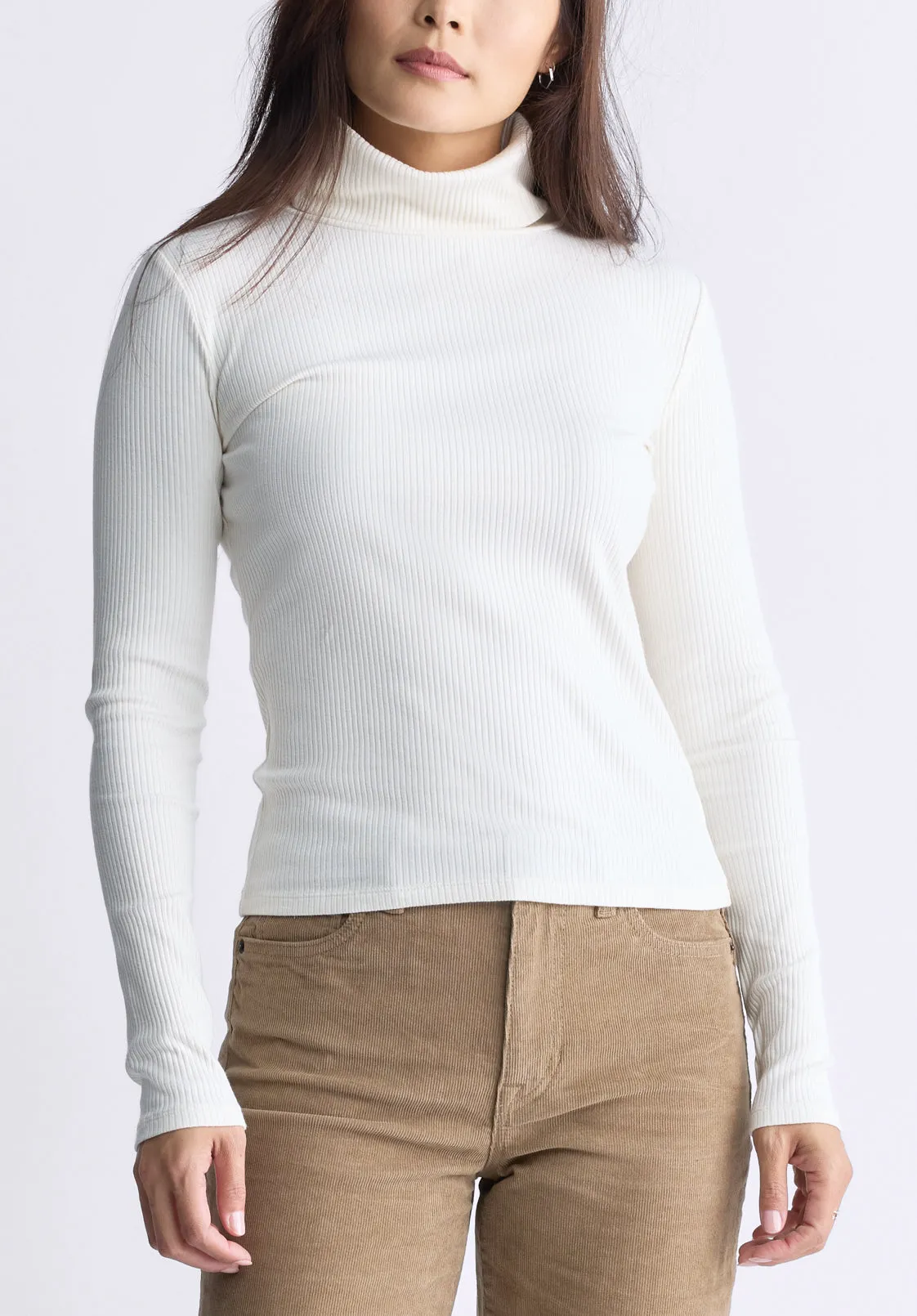Mavra Women's Ribbed Turtleneck Top, Egret White - KT0164F sold by Buffalo David Bitton