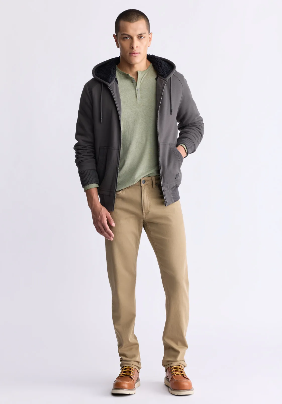 Fasox Men's Zip-Up Hooded Jacket with Sherpa Lining, Charcoal - BM24463 sold by Buffalo David Bitton product image thumbnail 5