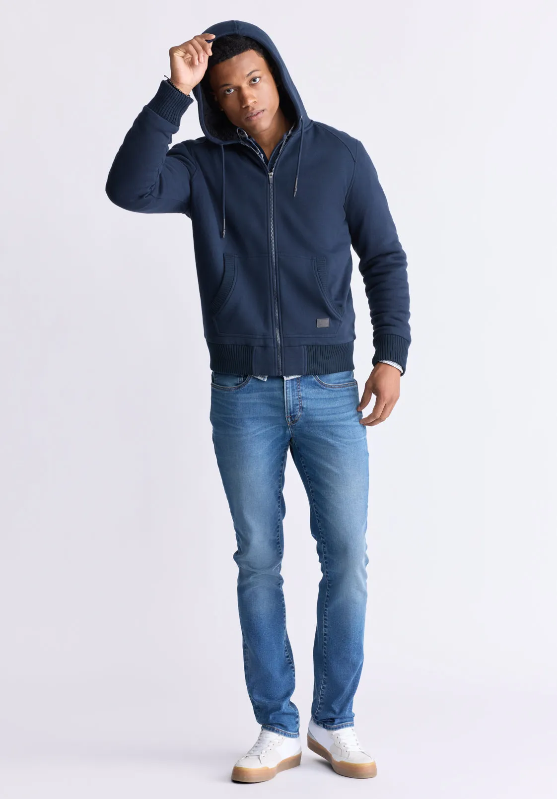 Fasox Men's Zip-Up Hooded Jacket with Sherpa Lining, Midnight Blue - BM24463 sold by Buffalo David Bitton product image thumbnail 5