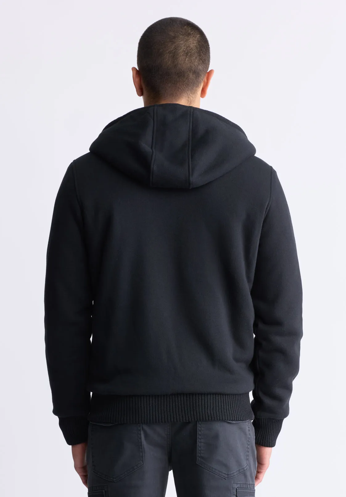 Fasox Men's Zip-Up Hooded Jacket with Sherpa Lining, Black - BM24463 sold by Buffalo David Bitton product image thumbnail 4