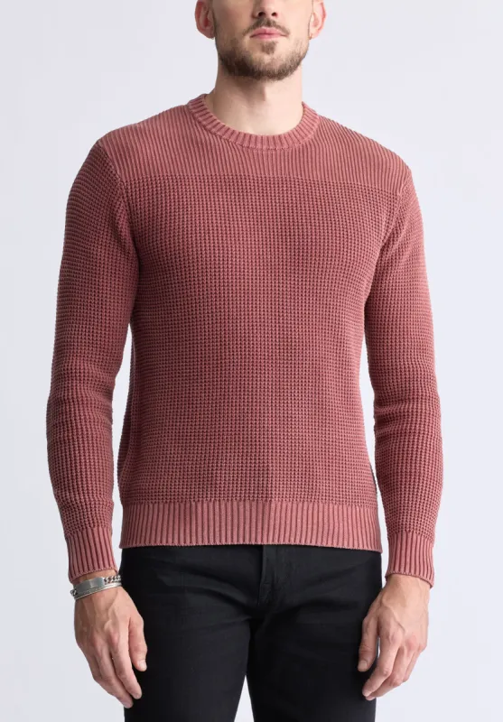 Washy Men's Textured Knit Crewneck Sweater, Red - BM24451 sold by Buffalo David Bitton