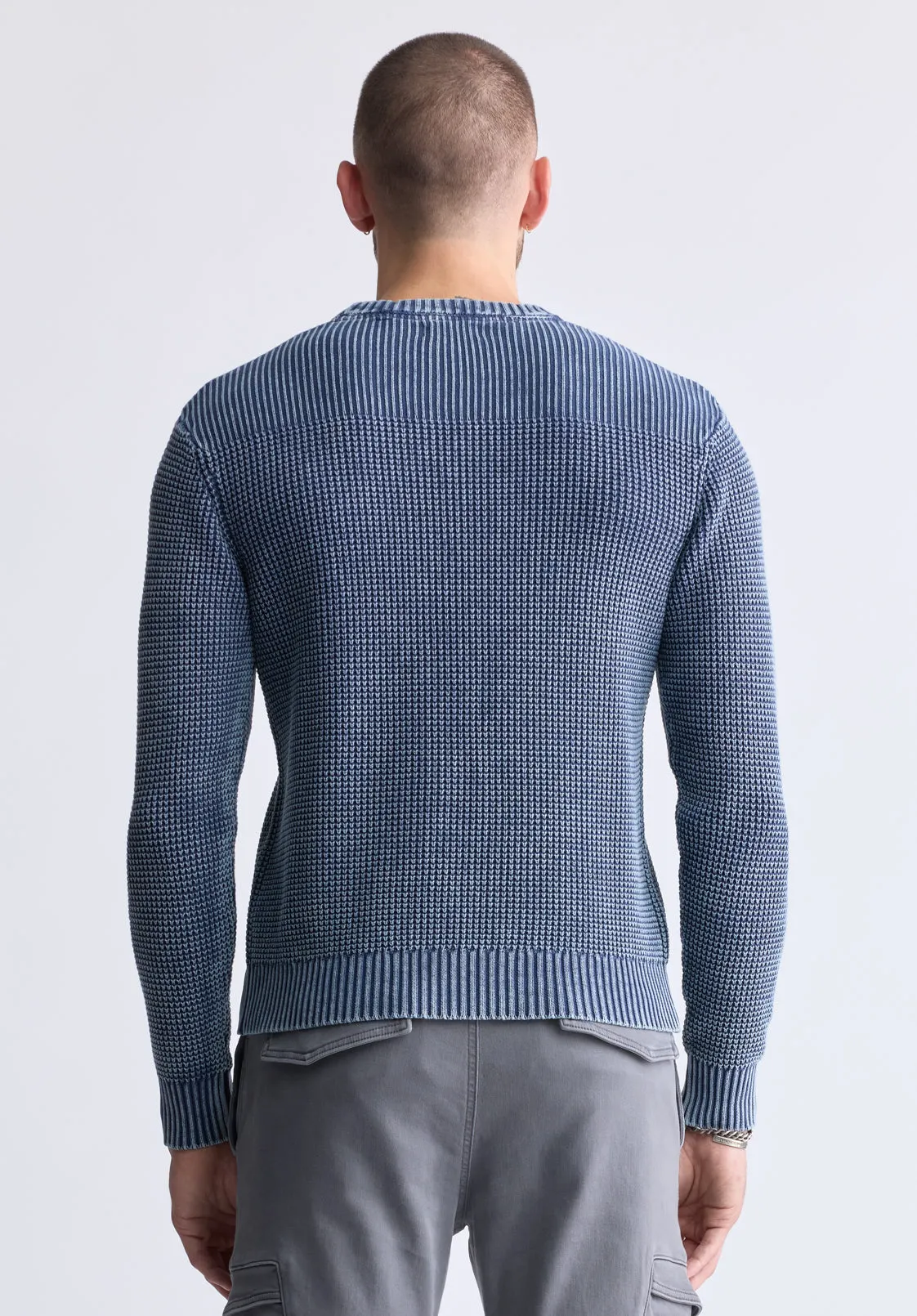 Washy Men's Textured Knit Crewneck Sweater, Navy - BM24451 sold by Buffalo David Bitton product image thumbnail 4