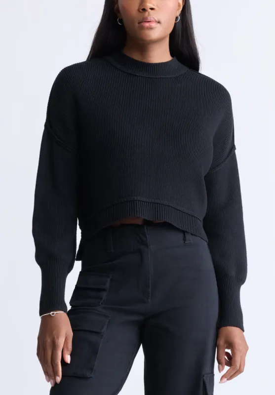 Seema Women’s Dropped Sleeve Cropped Sweater, Black - SW0095F sold by Buffalo David Bitton