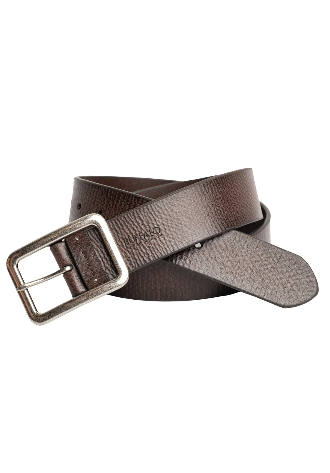 Textured Full Grain Brown Buffalo Leather Belt - BB1002C03 sold by Buffalo David Bitton