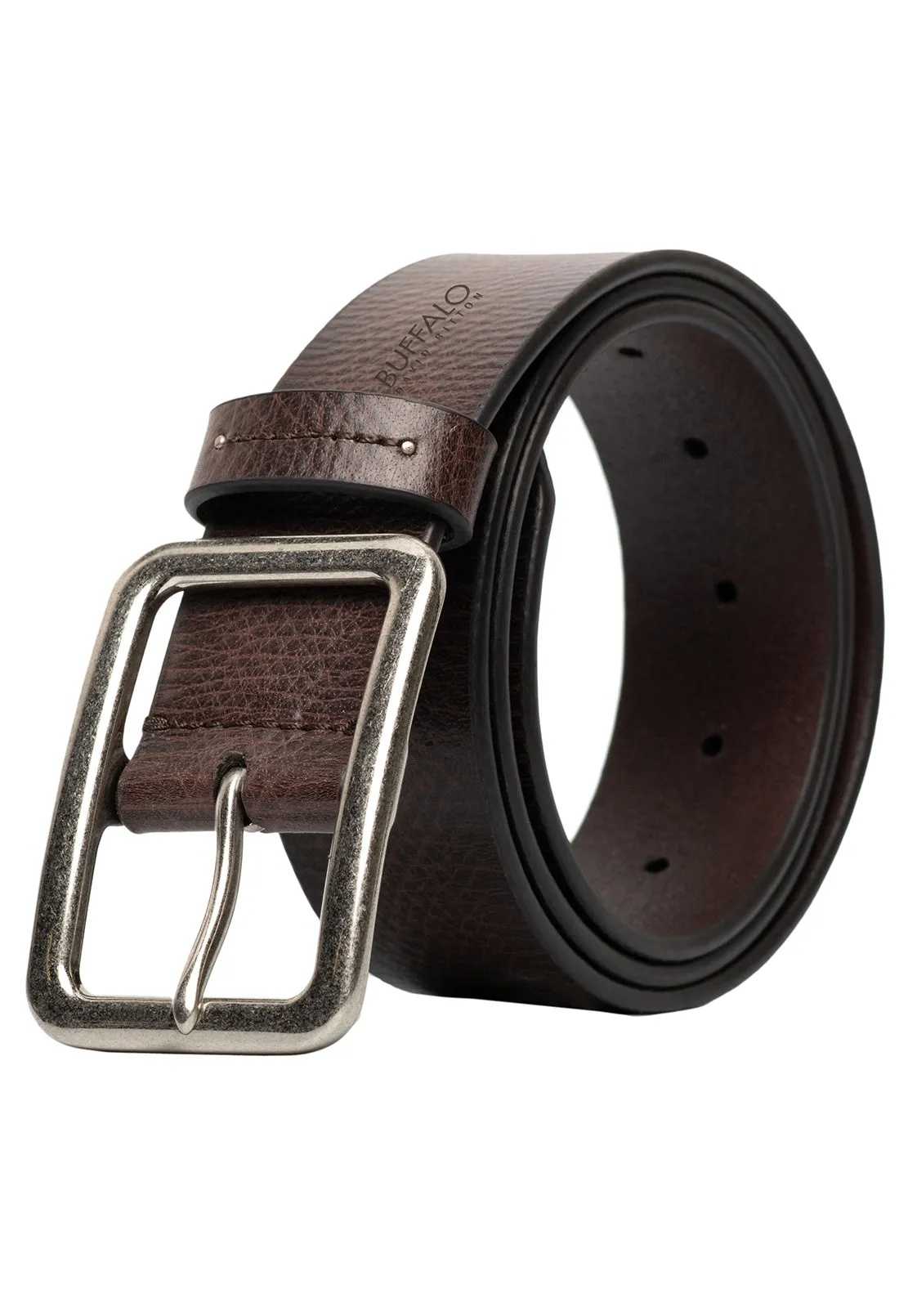 Textured Full Grain Brown Buffalo Leather Belt - BB1002C03 sold by Buffalo David Bitton product image thumbnail 2