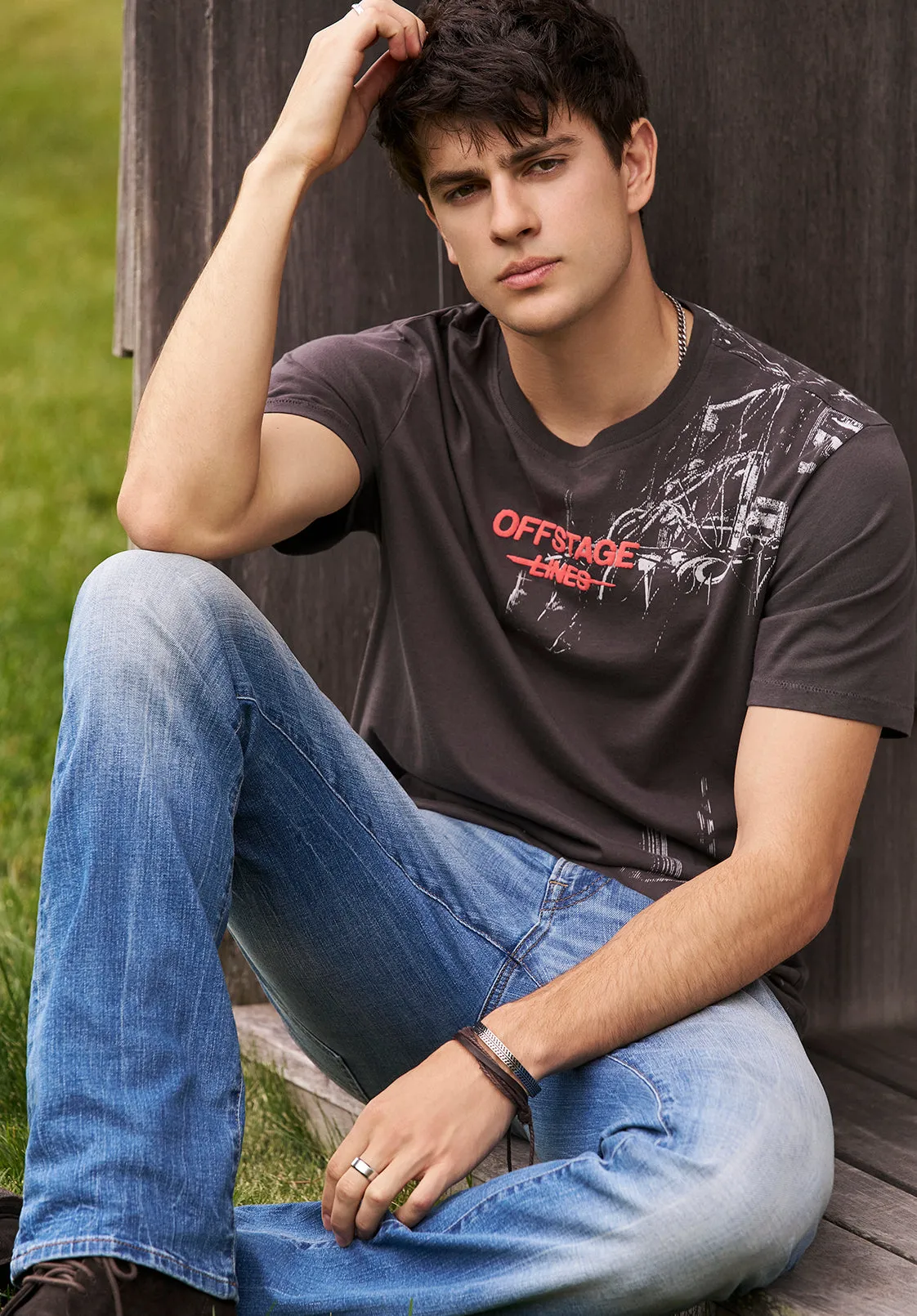 Toledo Men's Buffalo Graphic Print Crewneck T-shirt, Grey - BM24480 sold by Buffalo David Bitton product image thumbnail 2