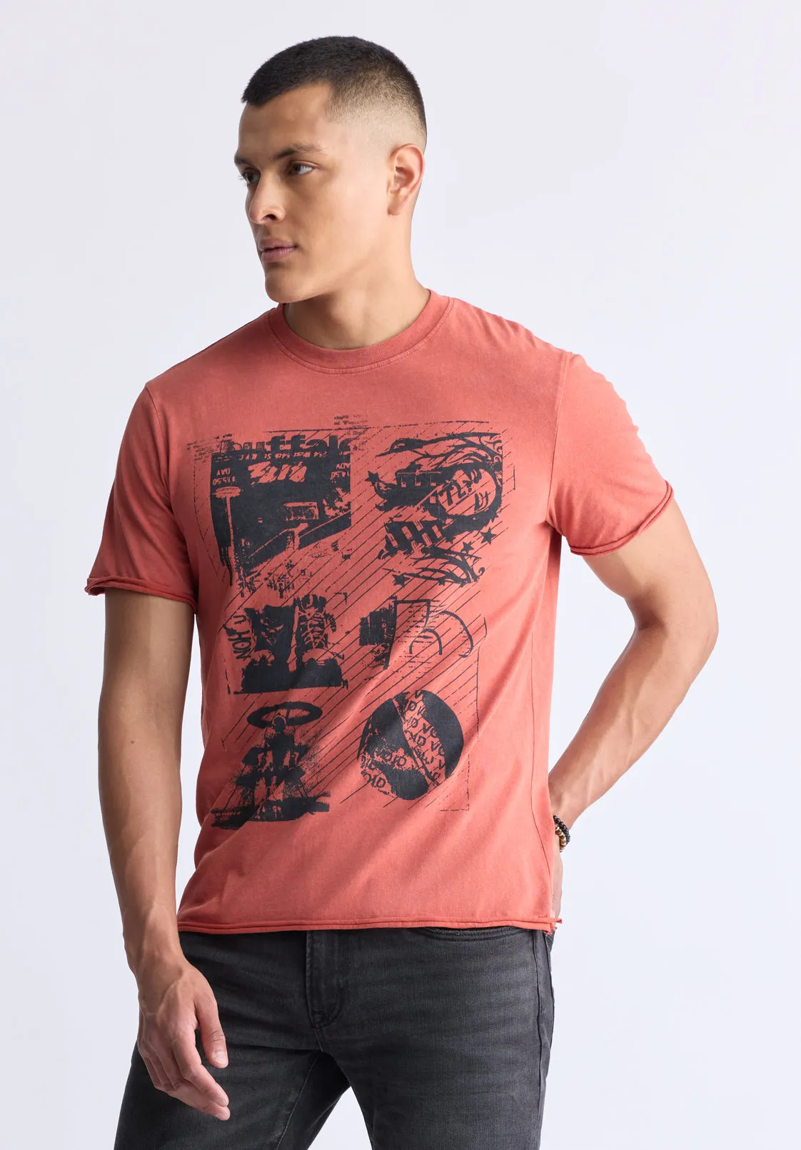 Togo Men’s Short Sleeve Graphic T-shirt, Red - BM24482 sold by Buffalo David Bitton product image thumbnail 2