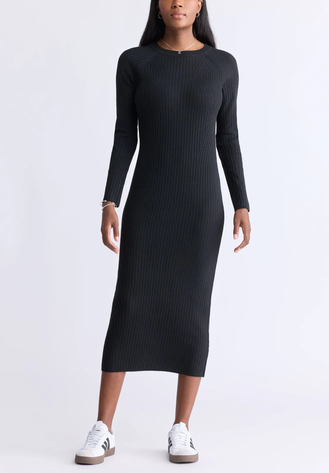 Jaida Women’s Long Sleeve Rib Knit Dress, Black - SD0004F sold by Buffalo David Bitton