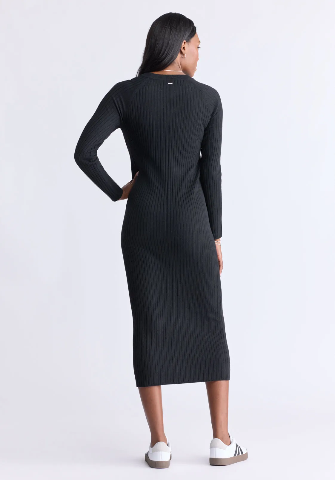 Jaida Women’s Long Sleeve Rib Knit Dress, Black - SD0004F sold by Buffalo David Bitton product image thumbnail 5