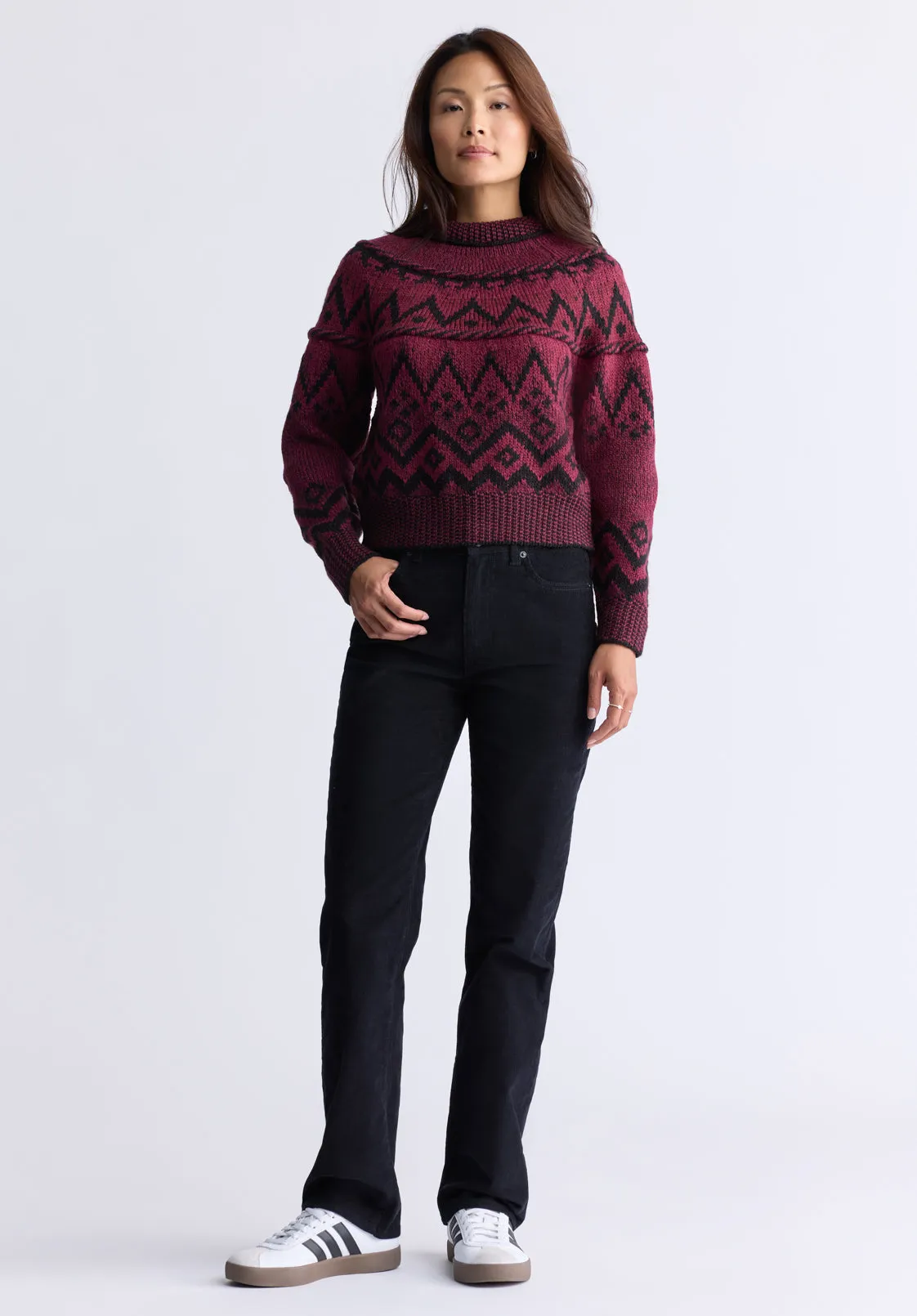 Lesina Women's Fair Isle Knit Pullover Sweater, Red & Black - SW0088F sold by Buffalo David Bitton product image thumbnail 5