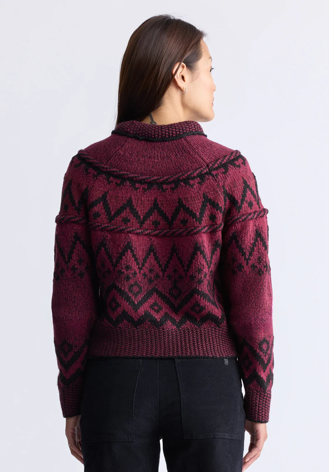 Lesina Women's Fair Isle Knit Pullover Sweater, Red & Black - SW0088F sold by Buffalo David Bitton product image thumbnail 4
