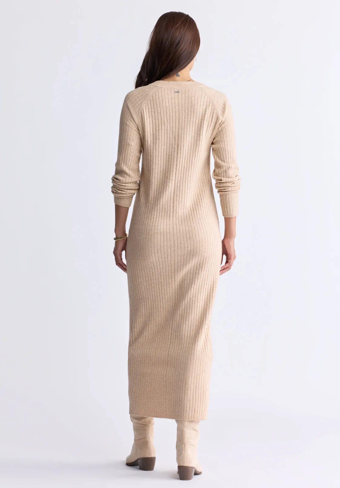 Jaida Women’s Long Sleeve Rib Knit Dress, Tan - SD0004F sold by Buffalo David Bitton product image thumbnail 4
