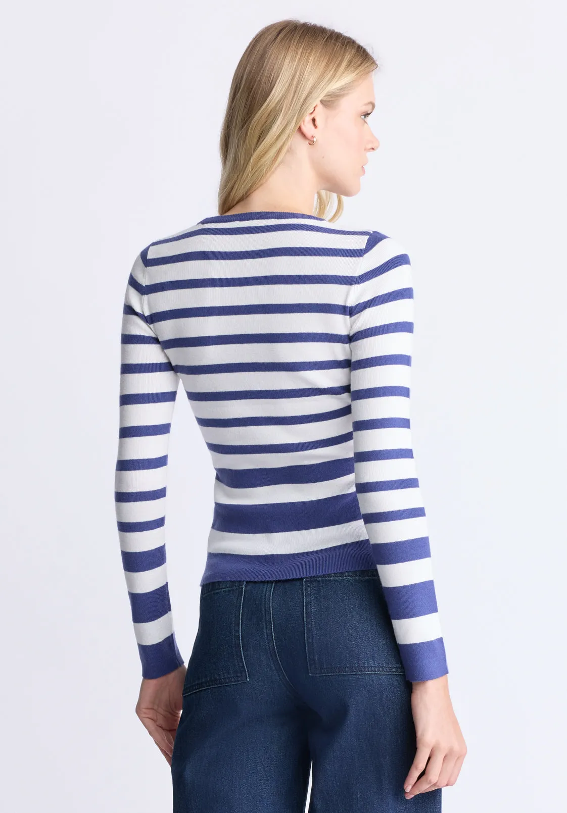 Scotlyn Women's Striped Long Sleeve Sweater, Skipper Blue - SW0103H sold by Buffalo David Bitton product image thumbnail 4