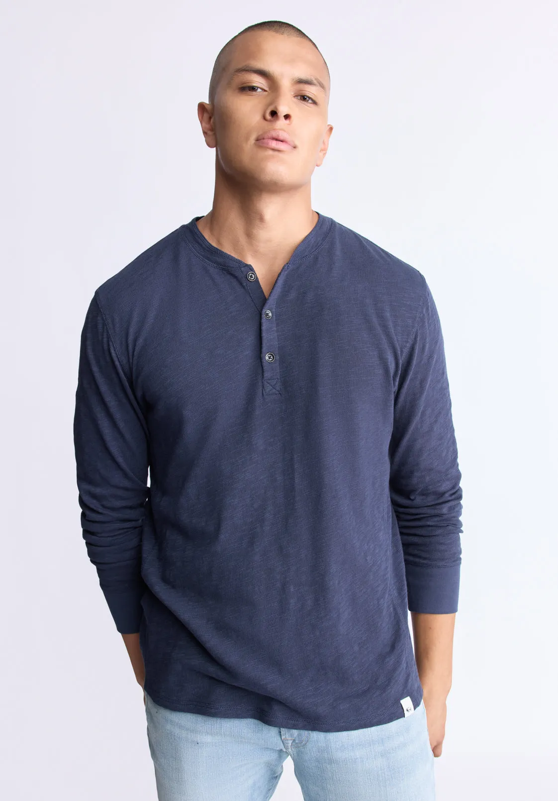 Kandid Men's Long-Sleeve Henley Top, Midnight Blue - BM24522 sold by Buffalo David Bitton product image thumbnail 2
