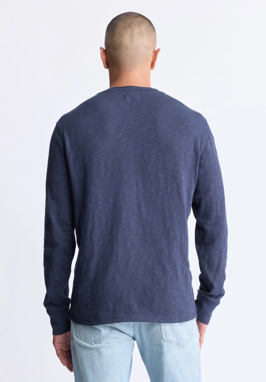 Kandid Men's Long-Sleeve Henley Top, Midnight Blue - BM24522 sold by Buffalo David Bitton product image thumbnail 4