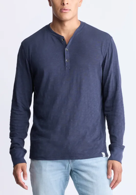 Kandid Men's Long-Sleeve Henley Top, Midnight Blue - BM24522 sold by Buffalo David Bitton