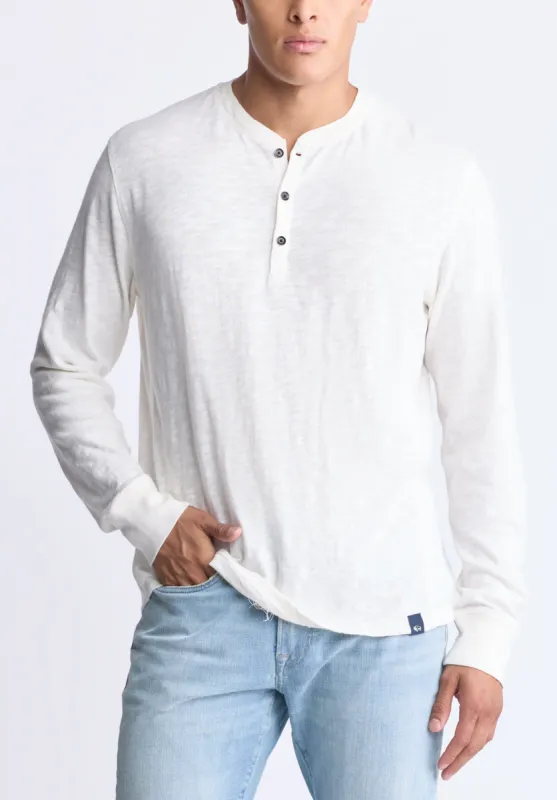 Kandid Men's Long-Sleeve Henley Top, Milk - BM24522 sold by Buffalo David Bitton