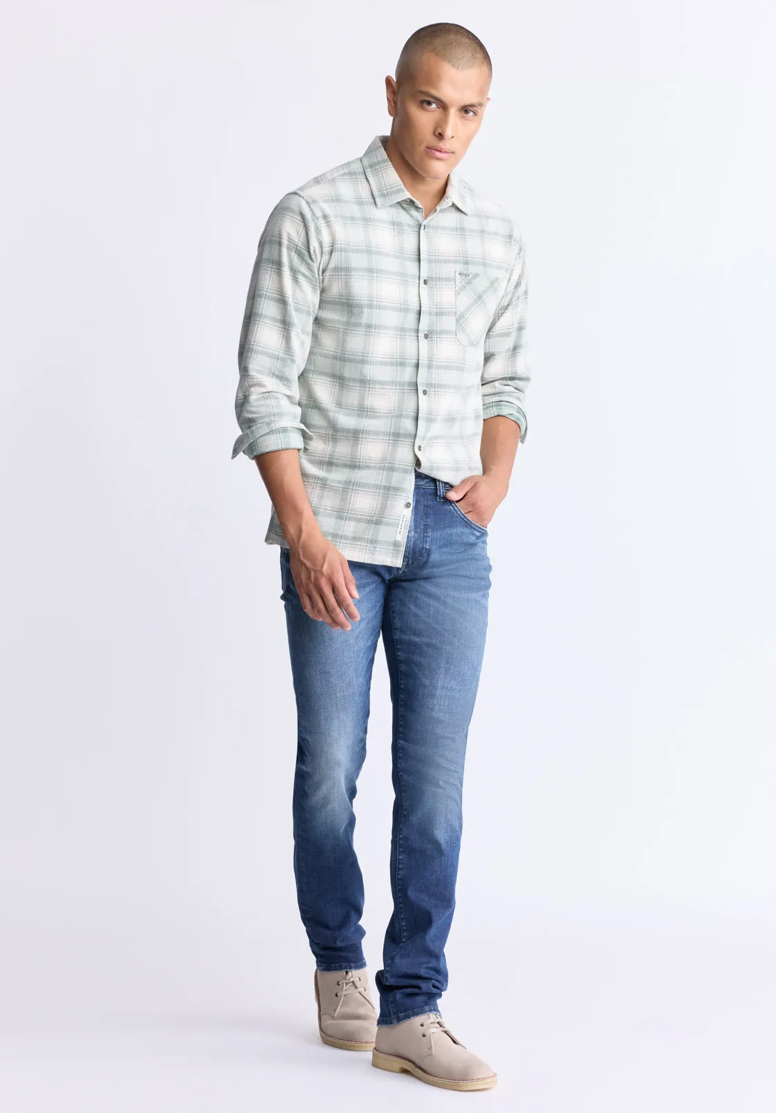Satro Men's Long-Sleeve Plaid Shirt, Green - BM24498 sold by Buffalo David Bitton product image thumbnail 5