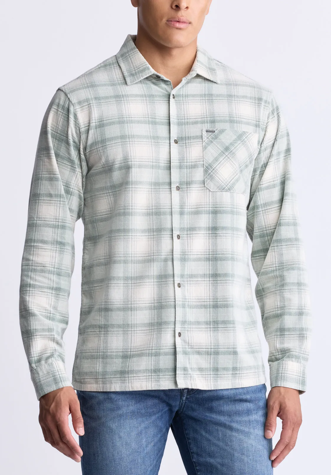 Satro Men's Long-Sleeve Plaid Shirt, Green - BM24498 sold by Buffalo David Bitton
