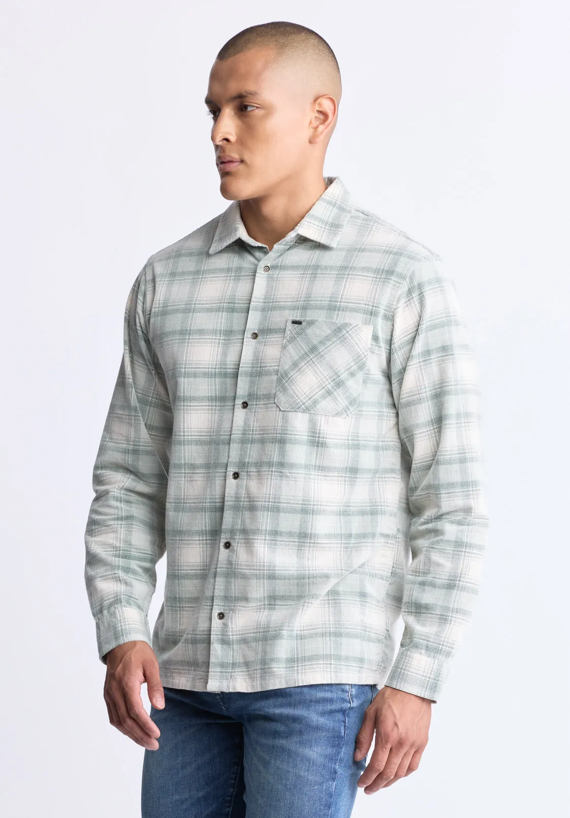 Satro Men's Long-Sleeve Plaid Shirt, Green - BM24498 sold by Buffalo David Bitton product image thumbnail 3