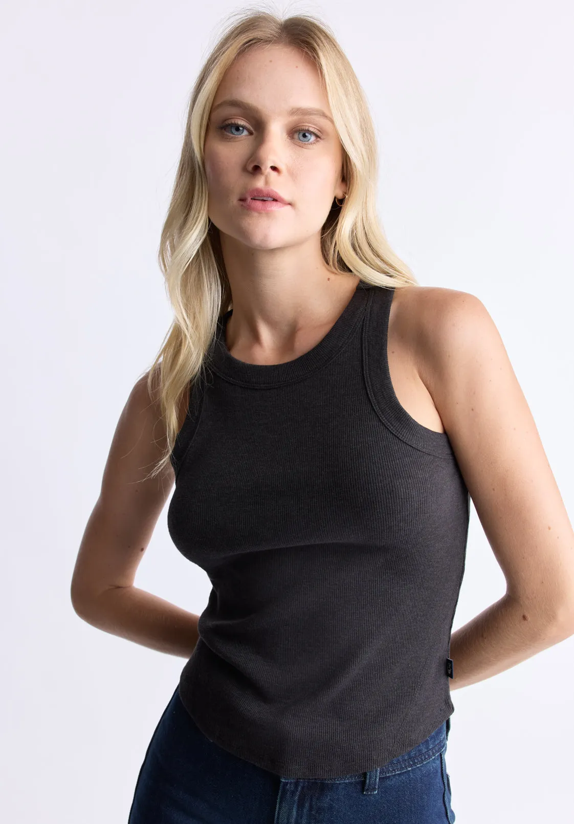 Regine Women's Ribbed Tank Top, Carbon Black - KT0119H sold by Buffalo David Bitton product image thumbnail 2